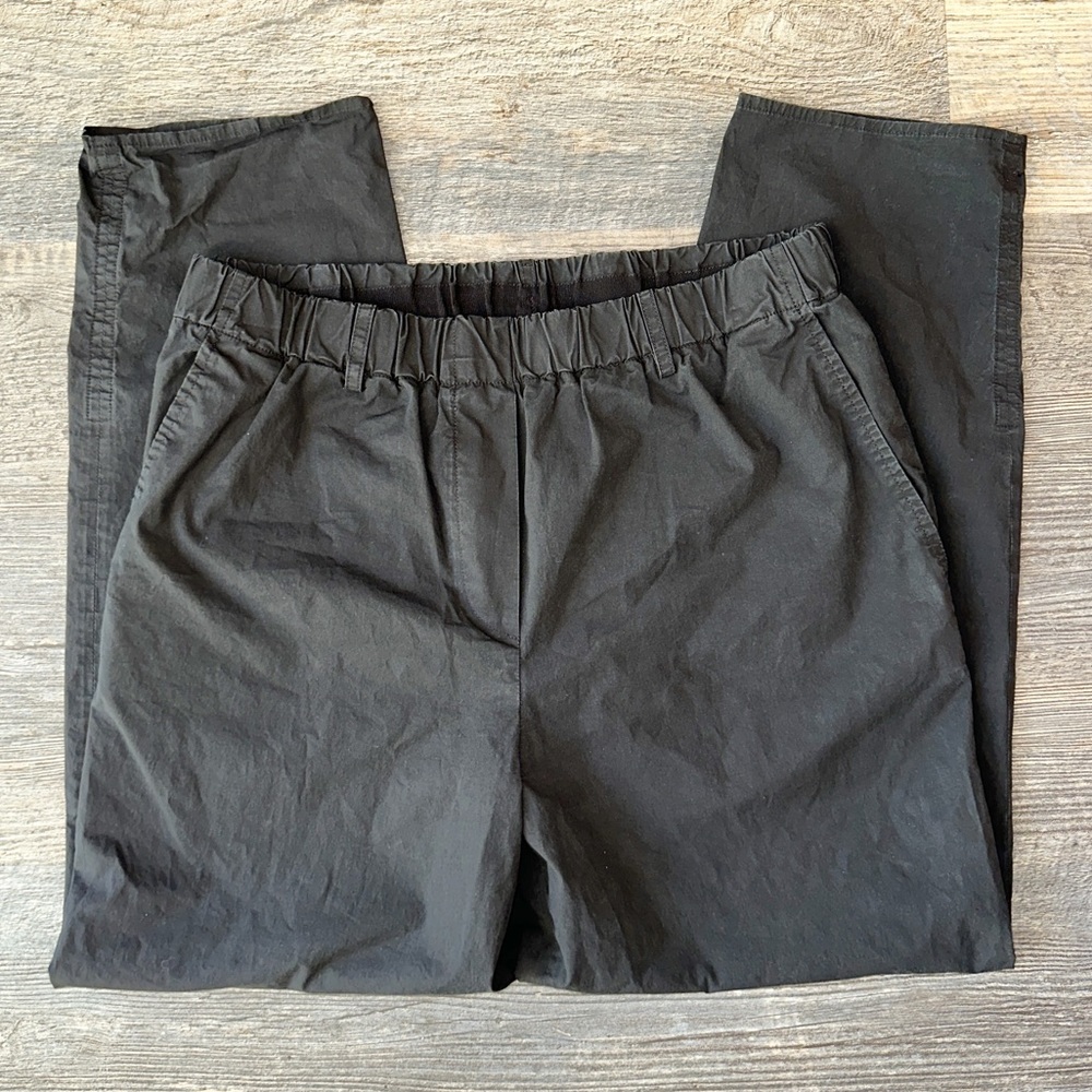 ANTONELLI FIRENZE black cotton poplin straight leg pull on pants L